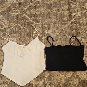 Reformation Cove Top/Black Ribbed Tank Top